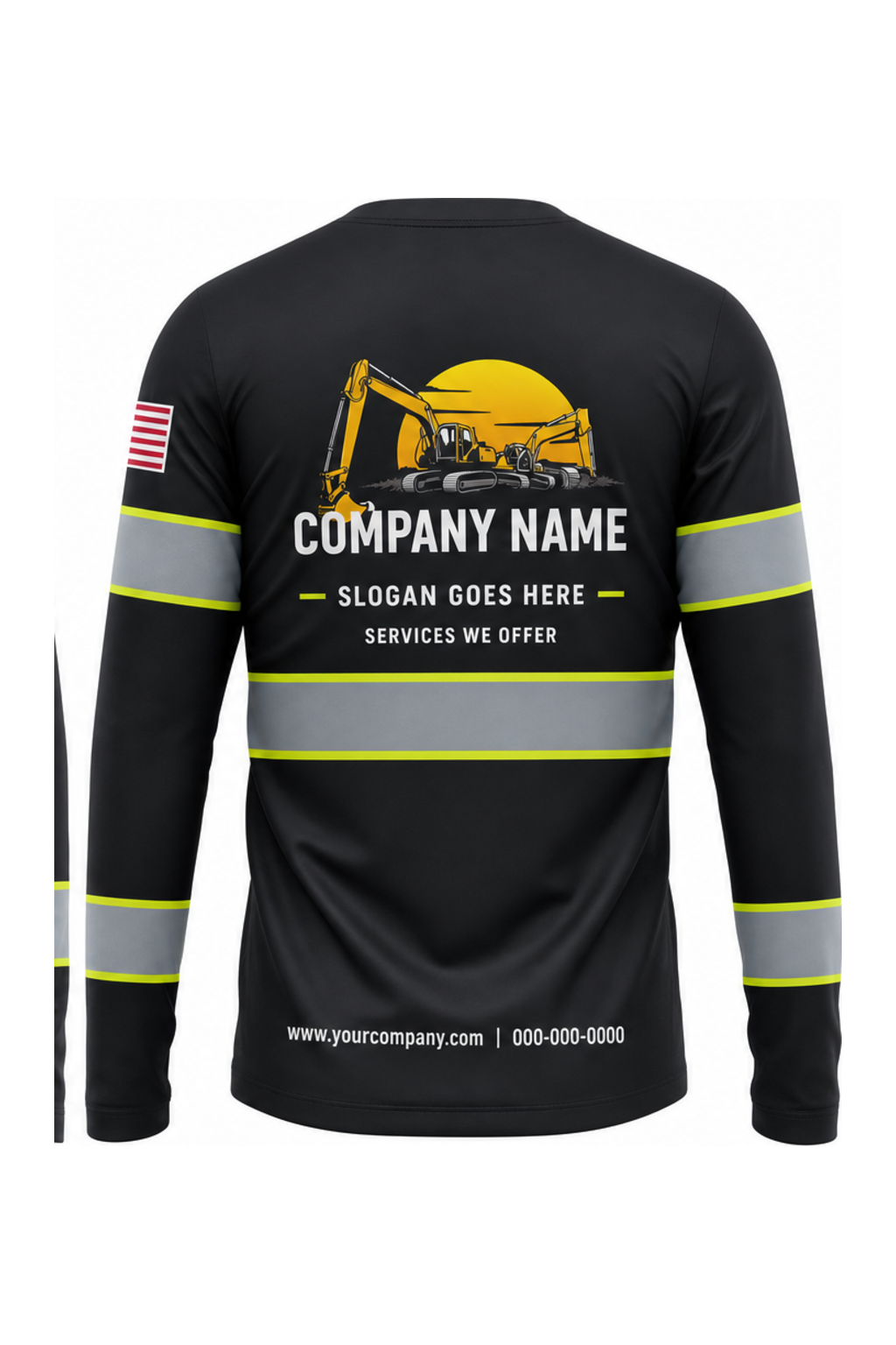 Black Custom Work Crew — Long Sleeve #02 back