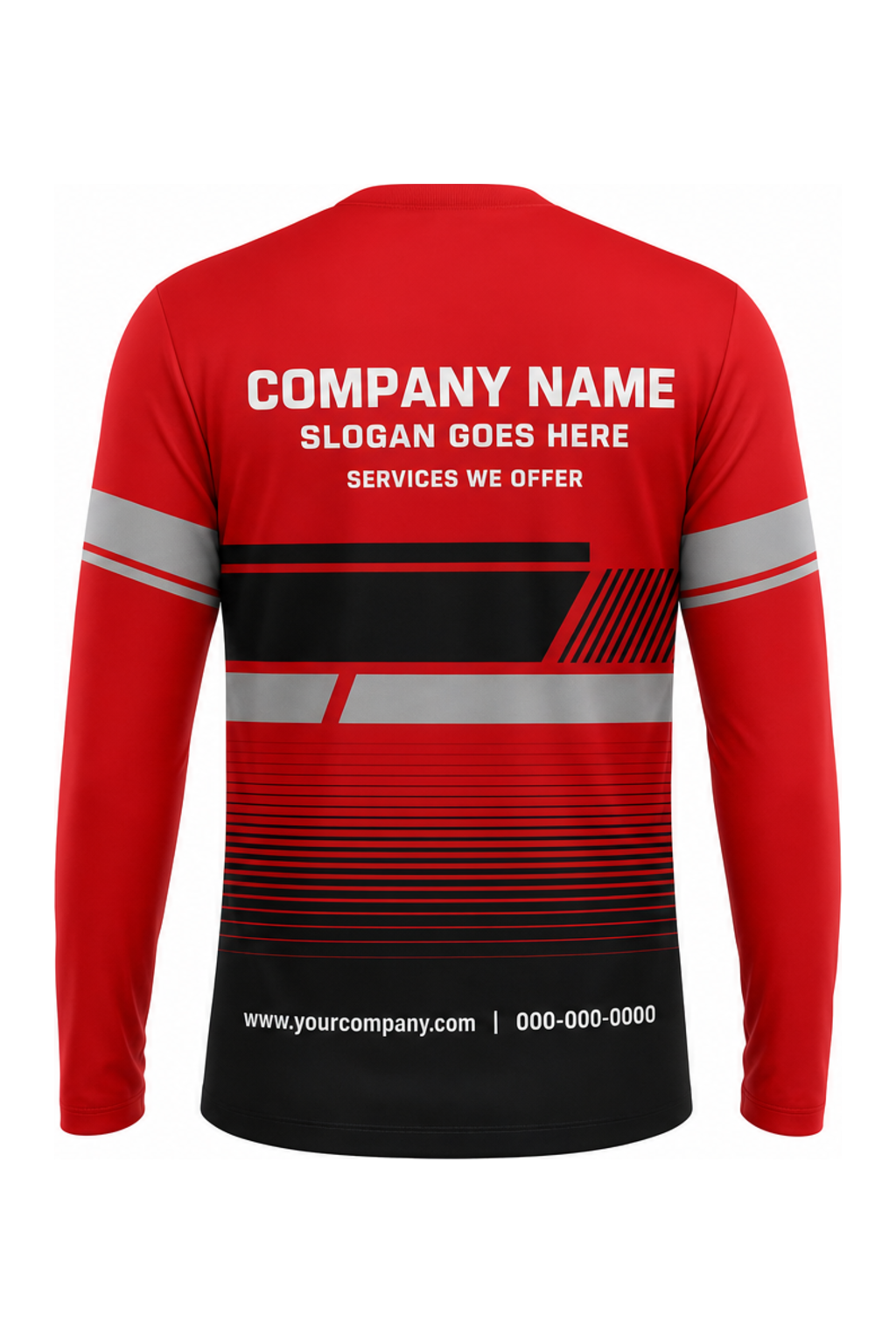 Red/Black Custom Work Crew — Long Sleeve #05 back