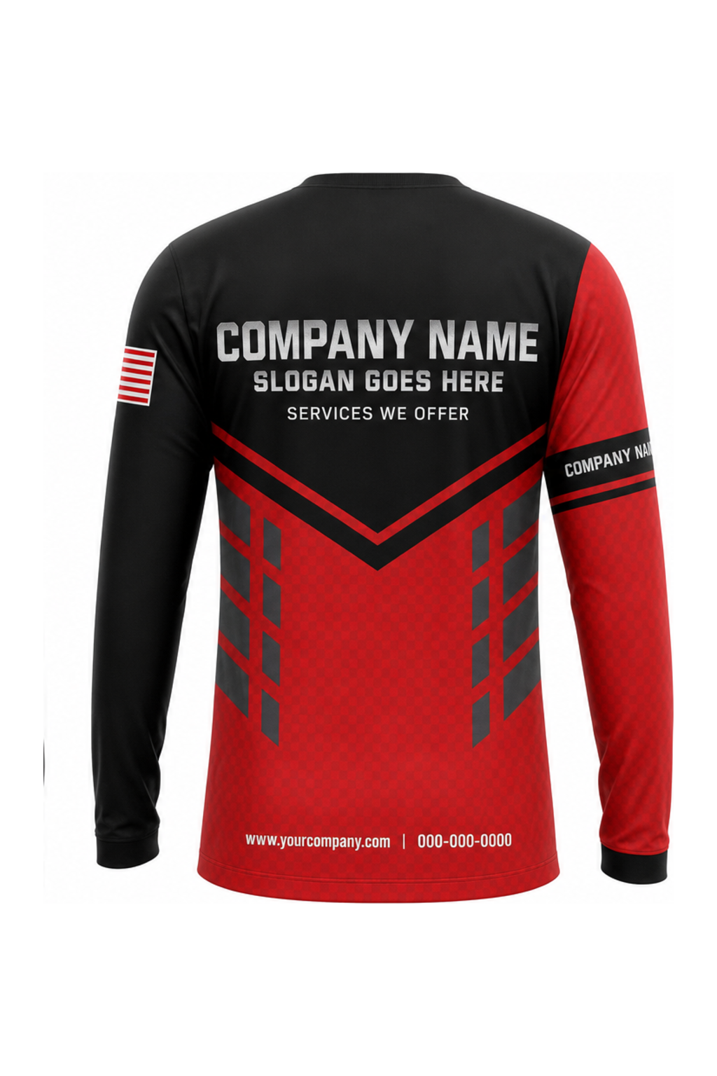 Black Custom Work Crew — Long Sleeve #03 back
