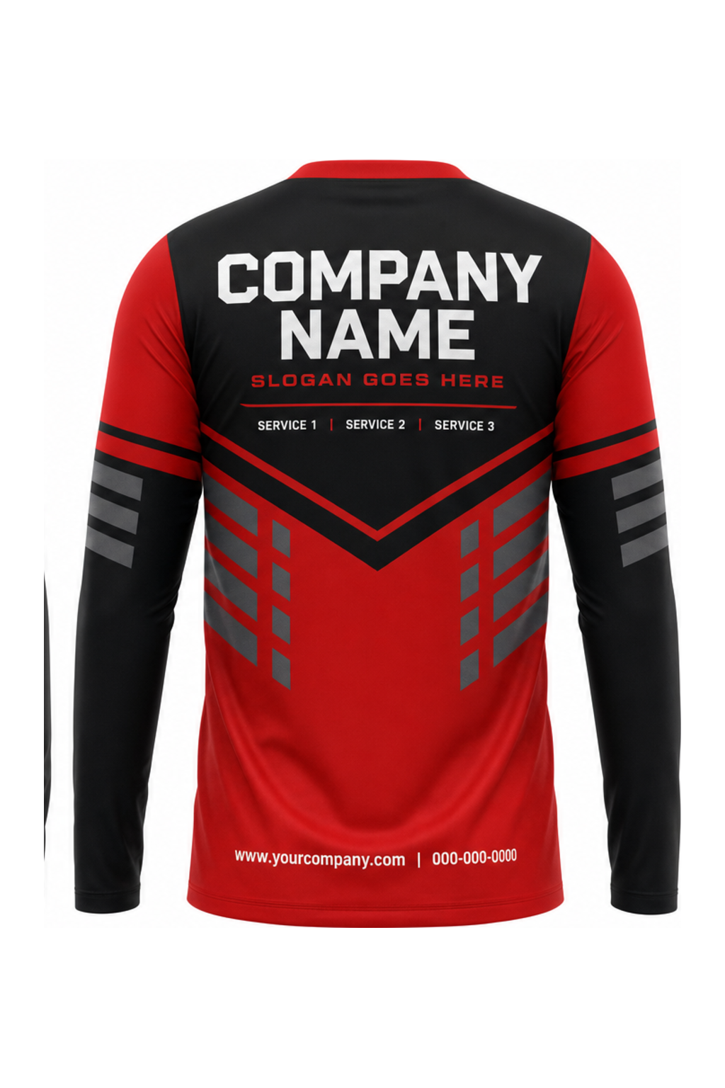 Black Custom Work Crew — Long Sleeve #08 back