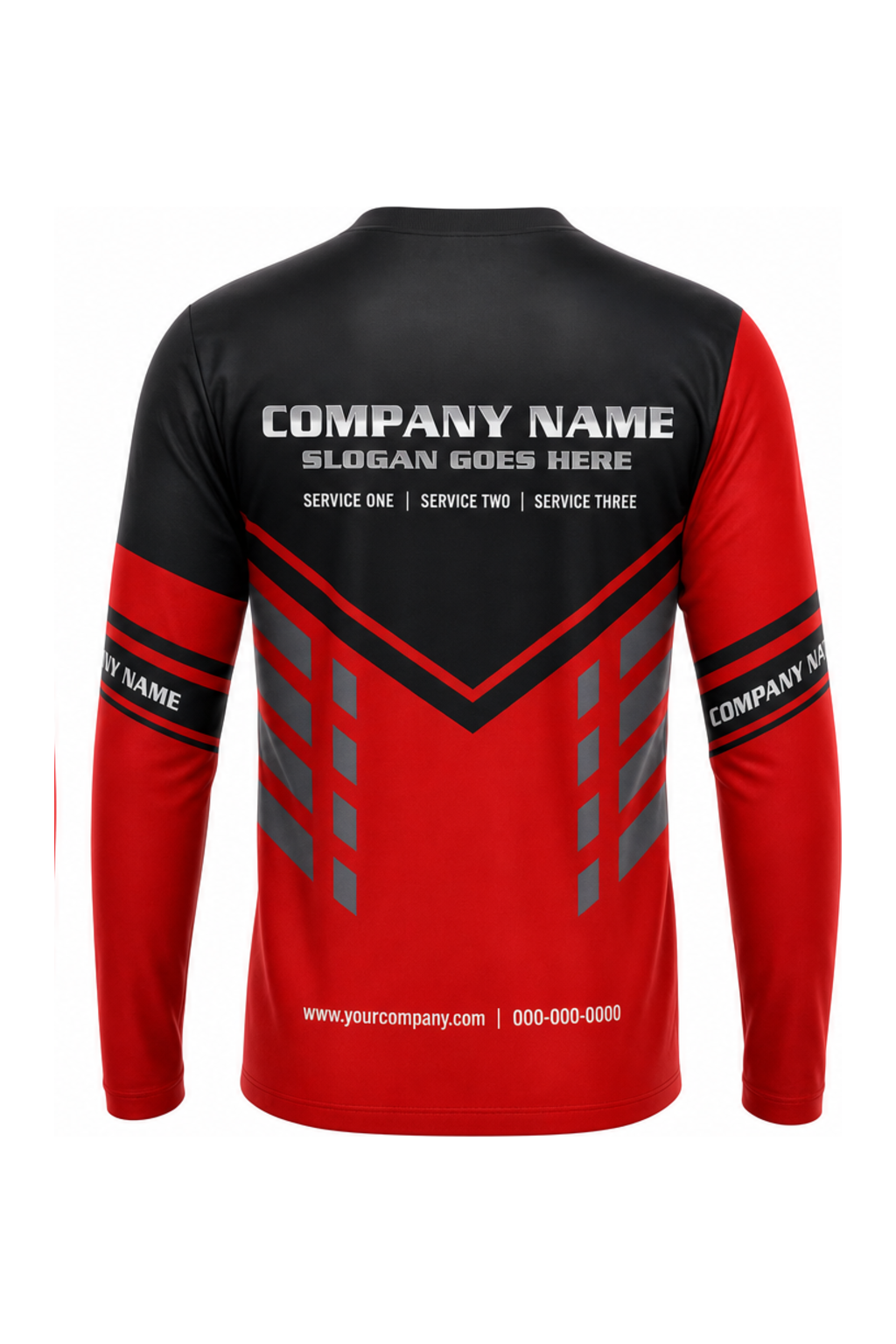 Red/Black Custom Work Crew — Long Sleeve #06 back