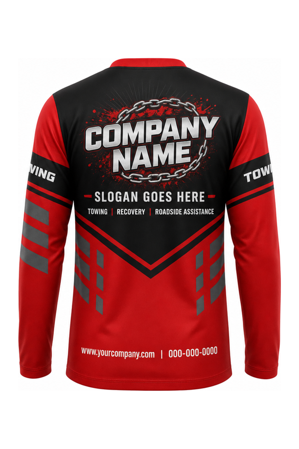 Red/Black Custom Work Crew — Long Sleeve #07 back