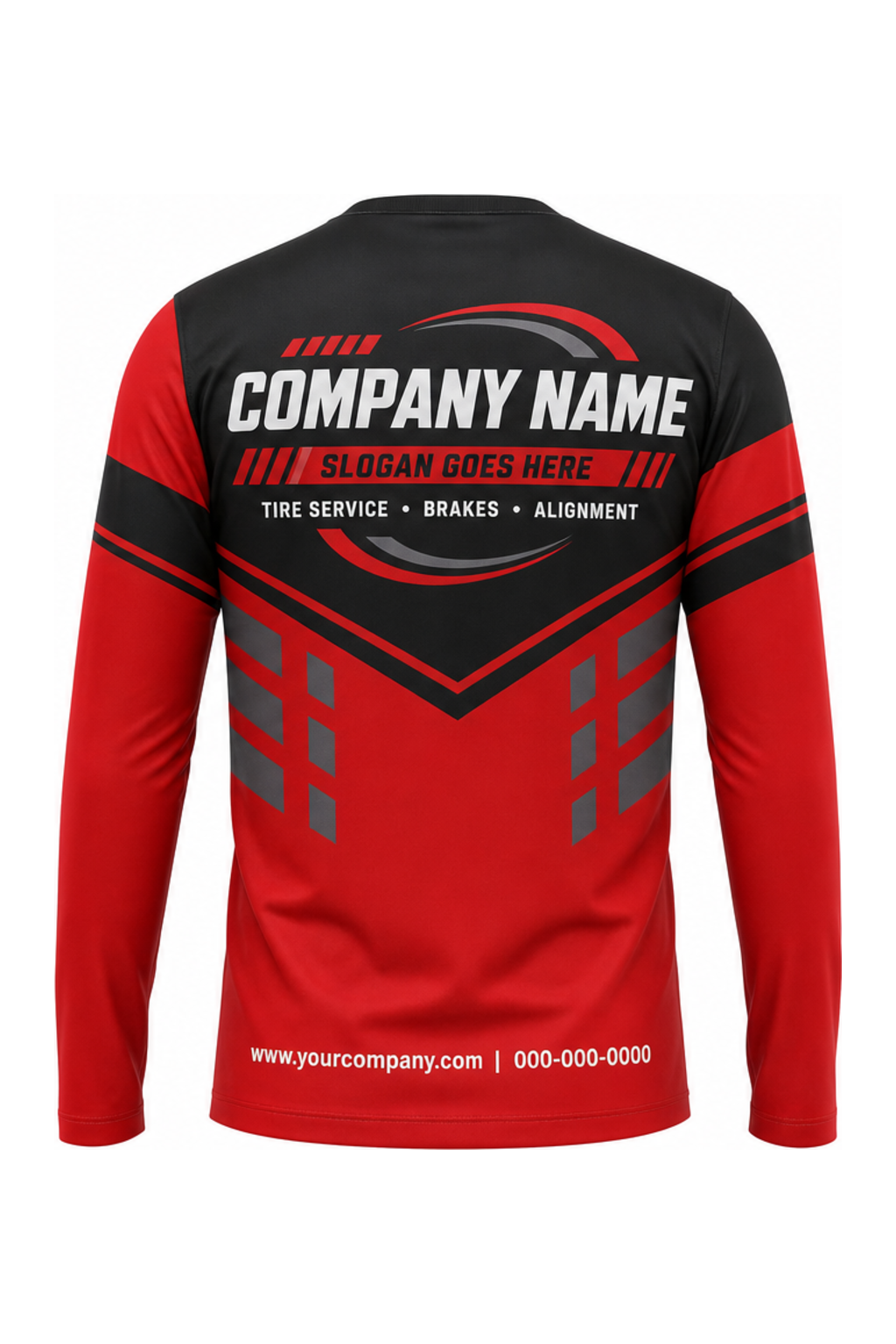 Red/Black Custom Work Crew — Long Sleeve #08 back