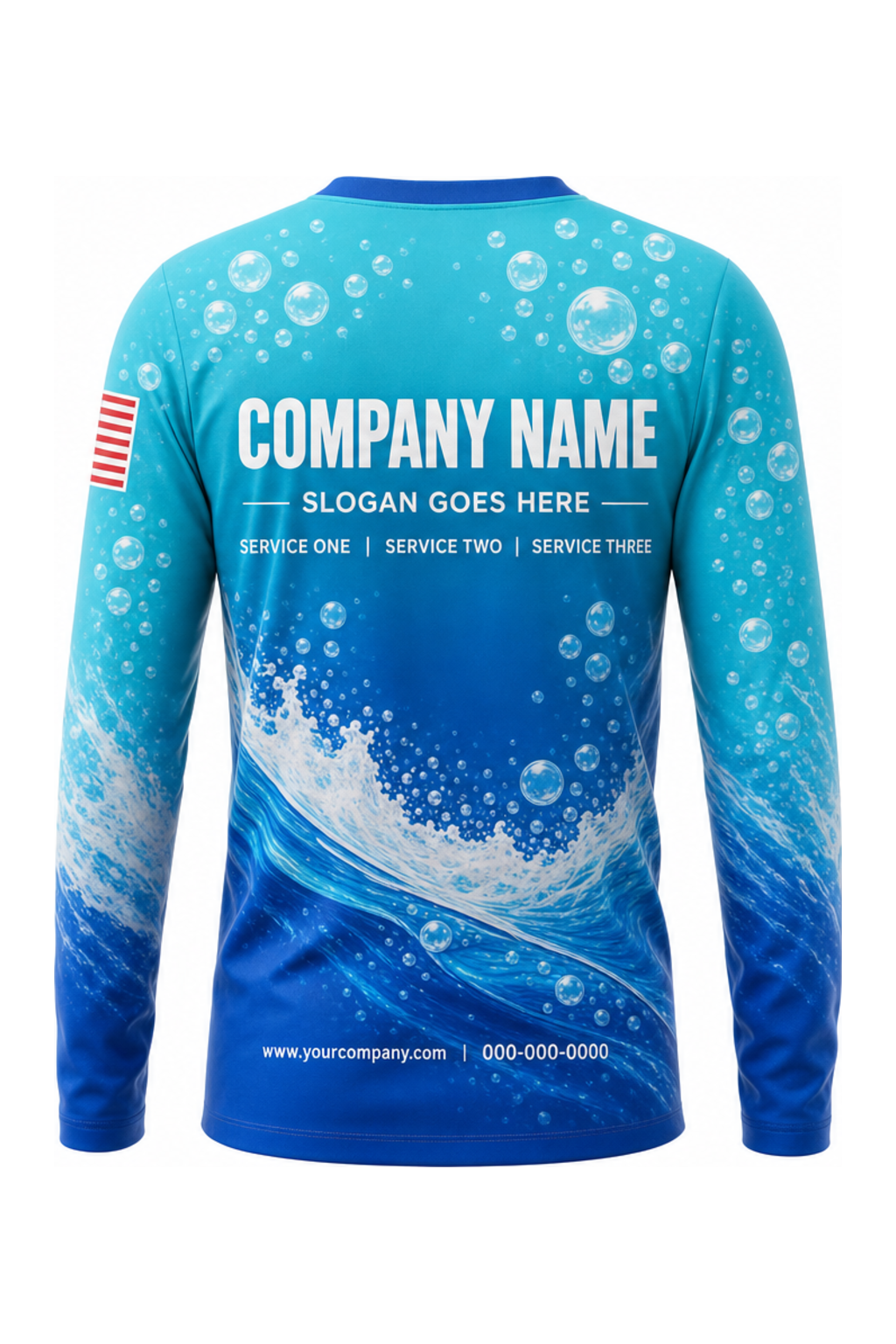 Blue/Black Custom Work Crew — Long Sleeve #01 back