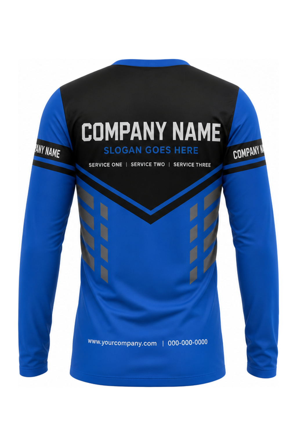 Blue/Black Custom Work Crew — Long Sleeve #02 back