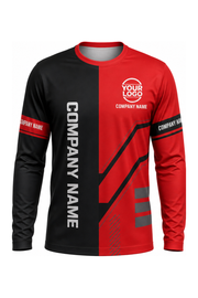 Red/Black Custom Work Crew — Long Sleeve #01 front