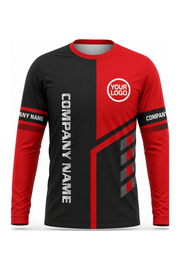 Red/Black Custom Work Crew — Long Sleeve #02 front