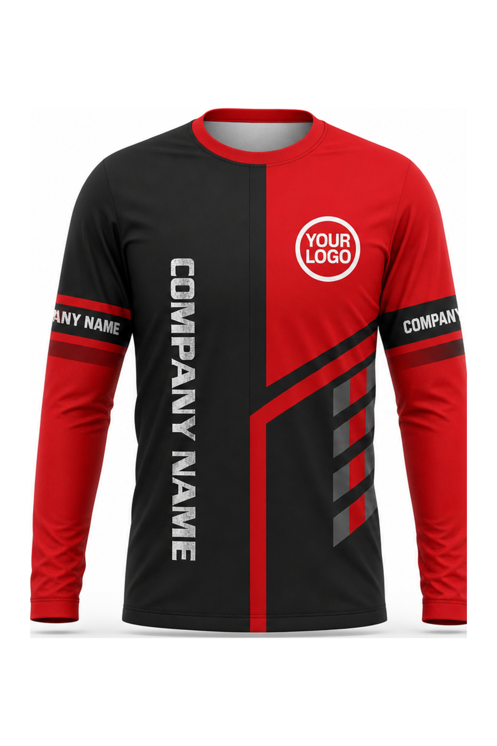 Red/Black Custom Work Crew — Long Sleeve #02 front