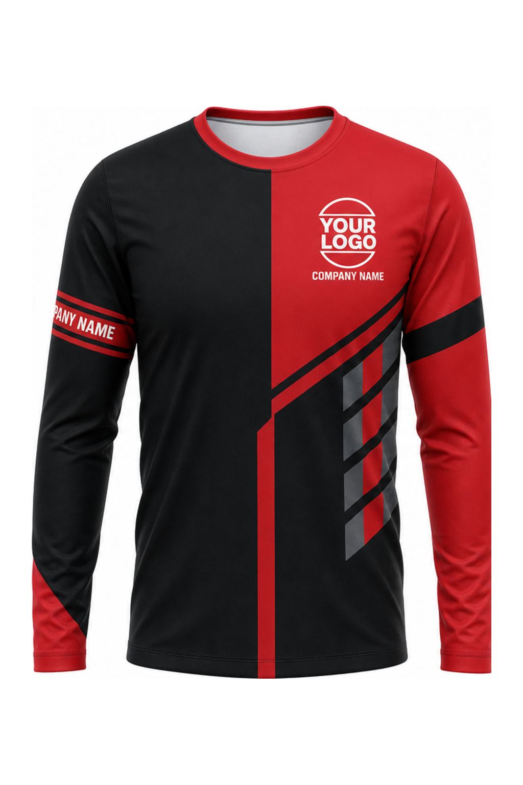 Red/Black Custom Work Crew — Long Sleeve #03 front