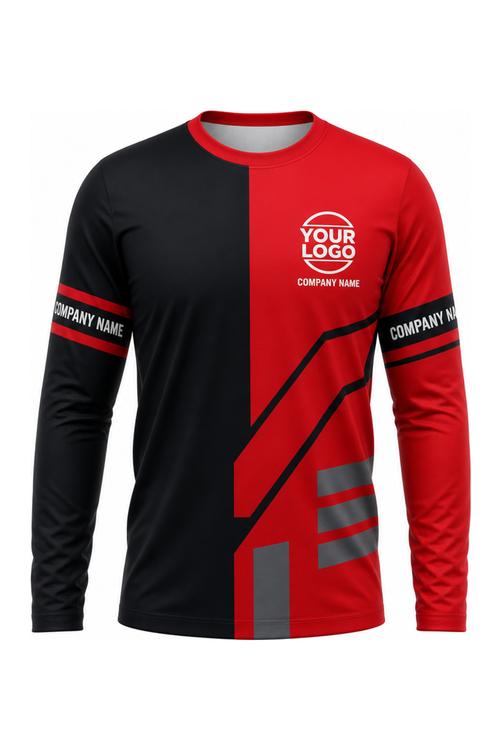 Red/Black Custom Work Crew — Long Sleeve #04 front