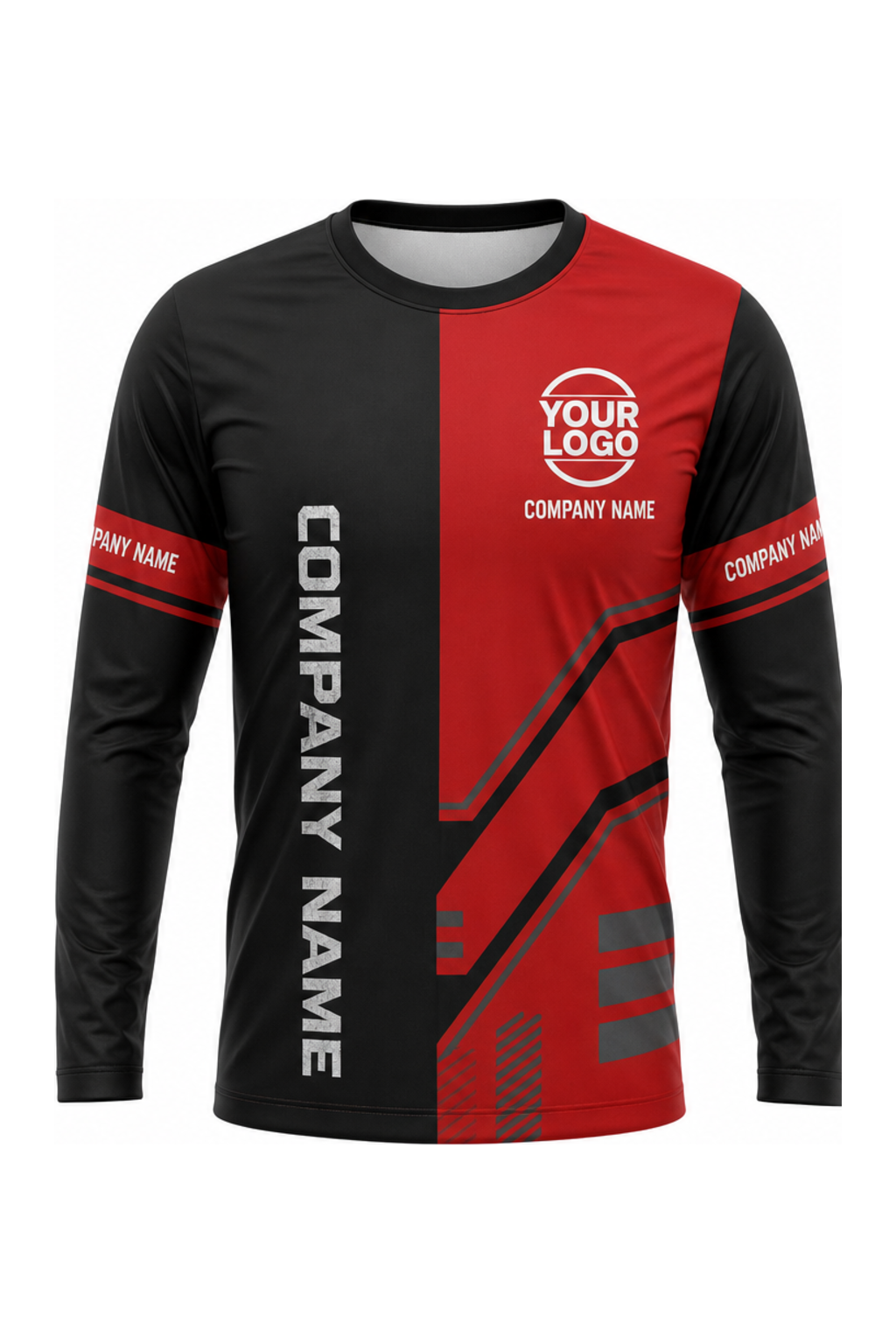 Black Custom Work Crew — Long Sleeve #01 front