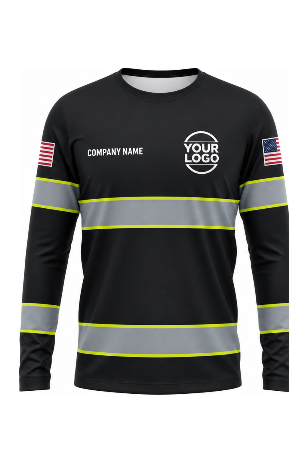 Black Custom Work Crew — Long Sleeve #02 front