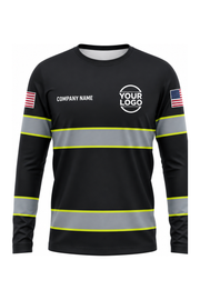 Black Custom Work Crew — Long Sleeve #02 front