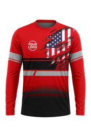 Red/Black Custom Work Crew — Long Sleeve #05 front