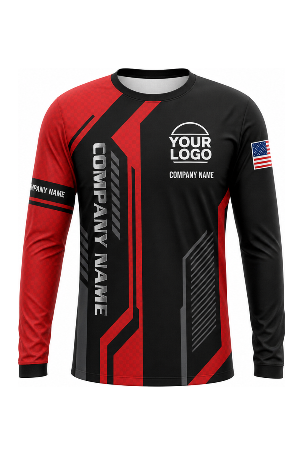 Black Custom Work Crew — Long Sleeve #03 front
