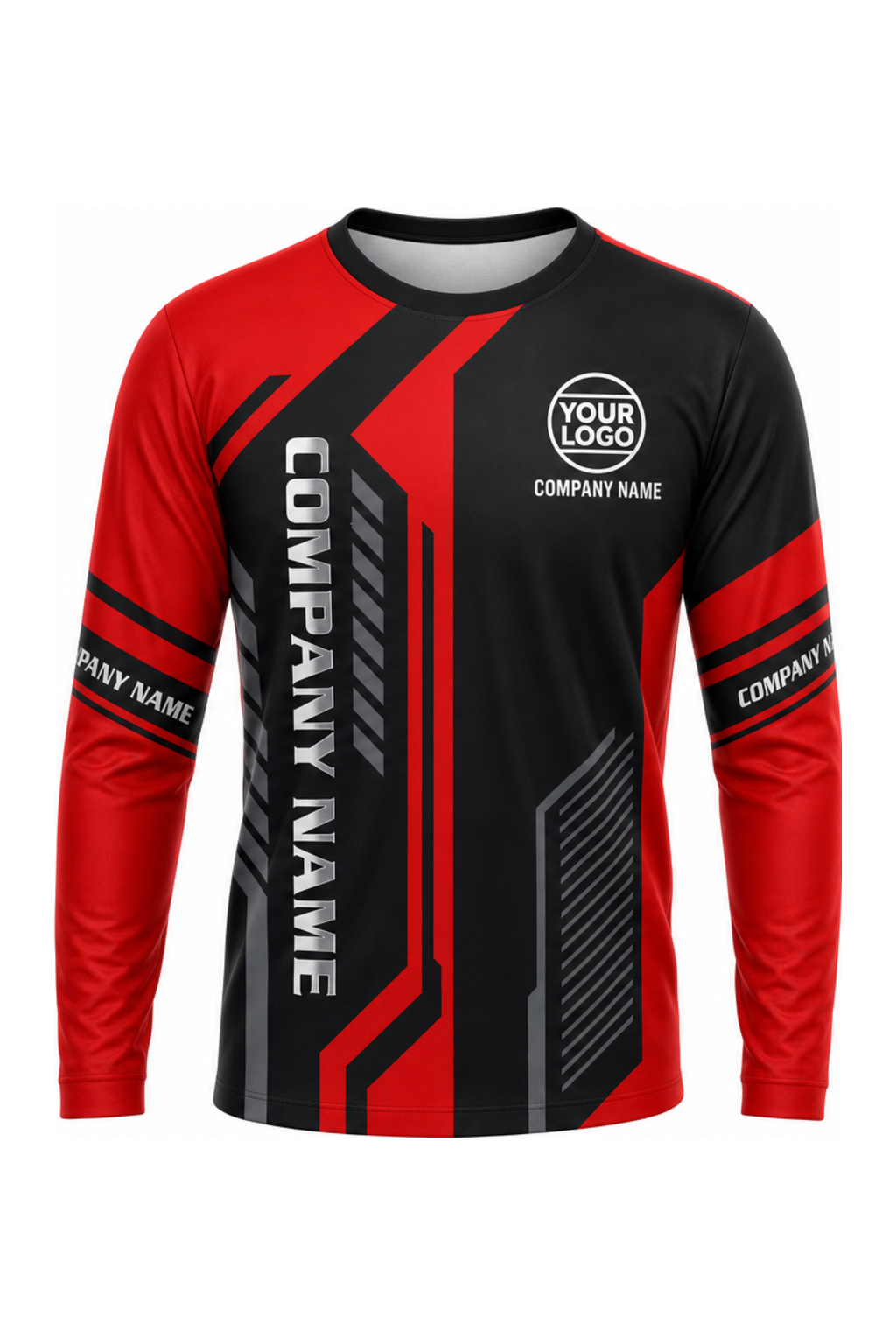 Red/Black Custom Work Crew — Long Sleeve #06 front