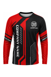 Red/Black Custom Work Crew — Long Sleeve #06 front