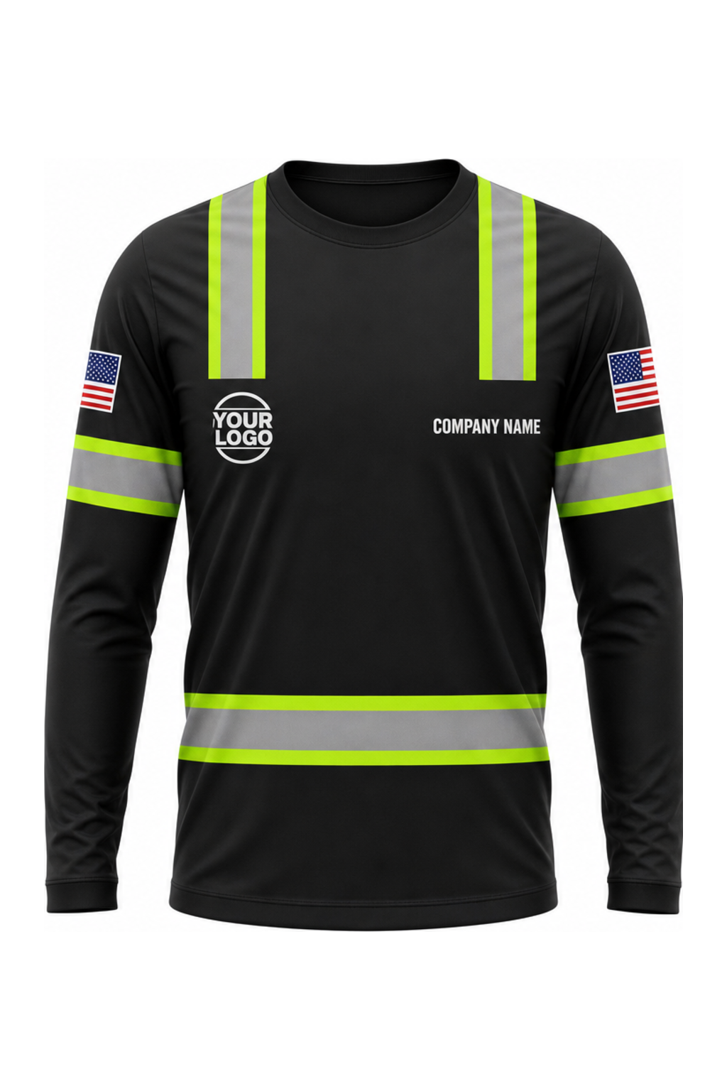 Black Custom Work Crew — Long Sleeve #10 front