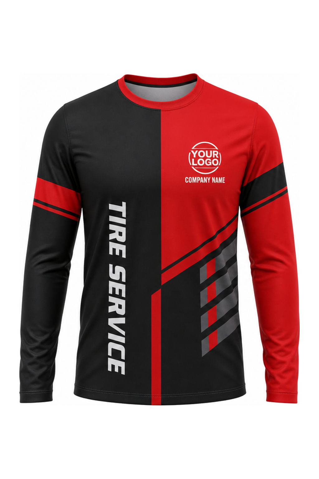 Red/Black Custom Work Crew — Long Sleeve #08 front