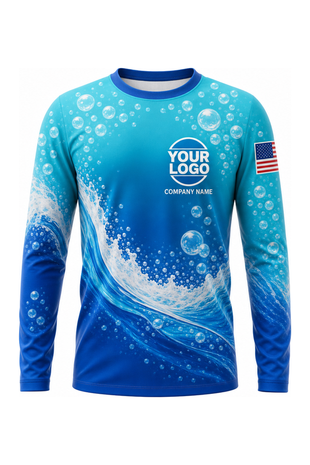 Blue/Black Custom Work Crew — Long Sleeve #01 front