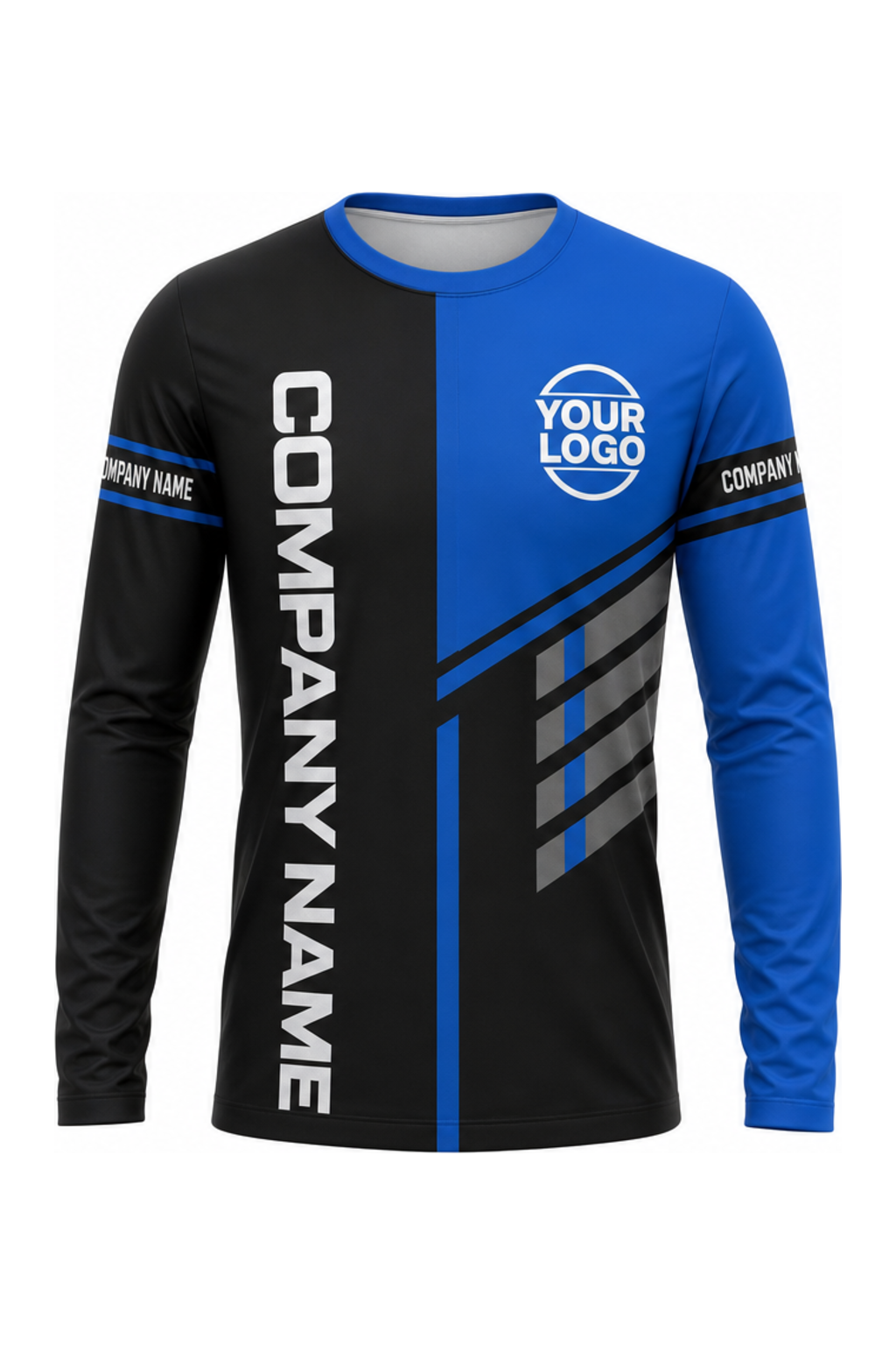Blue/Black Custom Work Crew — Long Sleeve #02 front
