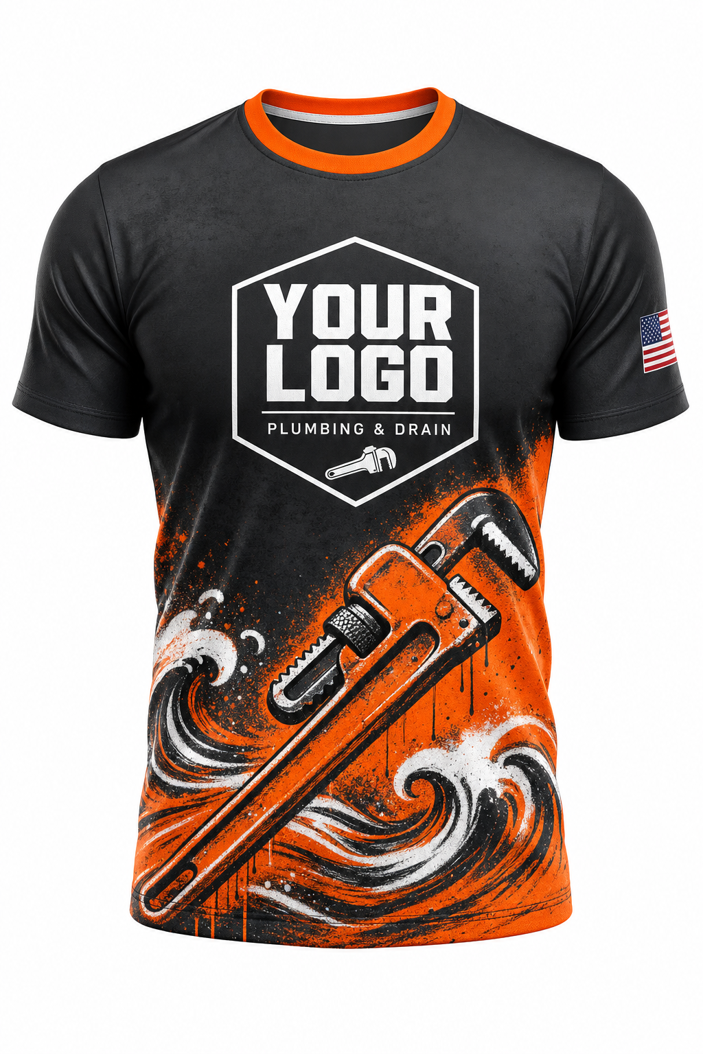 Graffiti Orange custom plumbing crew uniform